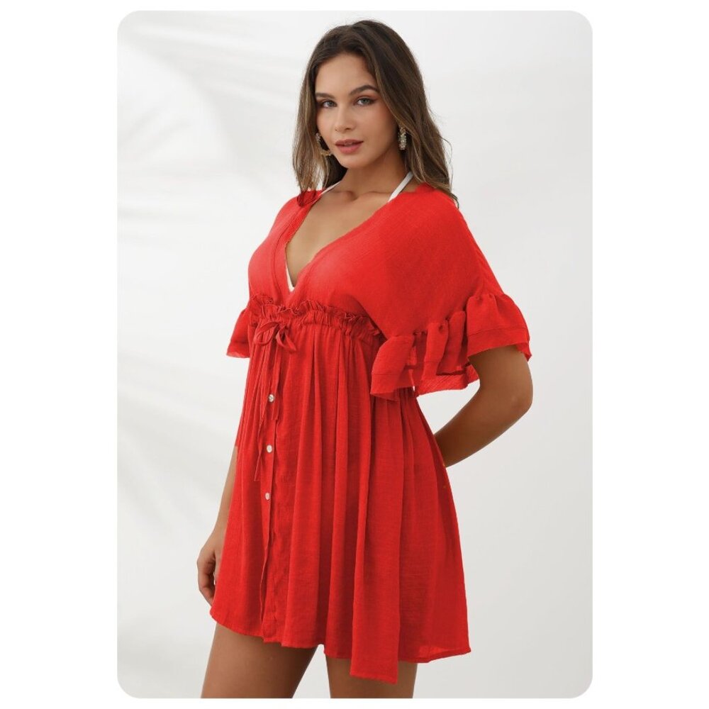 !! NWT Flawless Deep V flounce Ruffle Mini Dress sz M